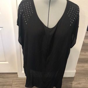 Torrid 5 4/5x Asymetrical Sleeveless Black Rhinestone Top